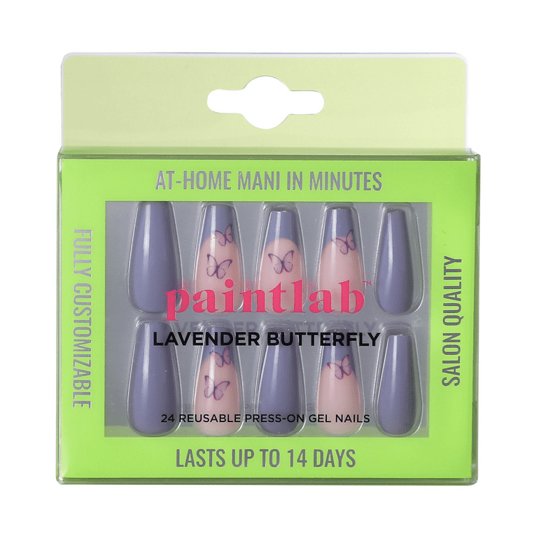 PaintLab Lavender Butterfly Gel Press On Nails Kit, Purple, 24 Count