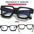 thumbnail image 2 of Square Thick Frame Glasses for Women Men Fashion Blue Light Glasses Trendy Chic Computer Eyeglasses (Black + Green), 2 of 12
