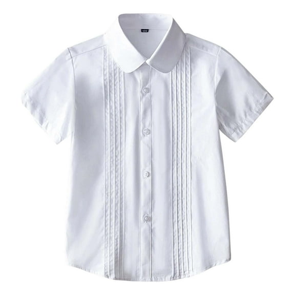 Boys' Button Down Shirts Boys Formal Outfit Boys White Dress Shirt Uniform Shirt 7-8 Years