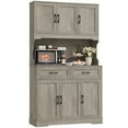 thumbnail image 4 of Homfa 74" Pantry Cabinet with Hutch, Tall Kitchen Storage Cabinet with Microwave Stand and Drawers for Living Room, Dining Room, Gray, 4 of 7