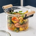 thumbnail image 3 of Glass Saucepan,Clear Glass Pot,with Wooden Handle, Heat-resistant Borosilicate Simmer Pot for Soup Vegetables Fruit Salad Instant Noodle Baby Food, 3 of 7