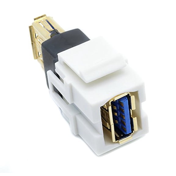 RiteAV White USB 3.0 Keystone Jack A-A Female to Female
