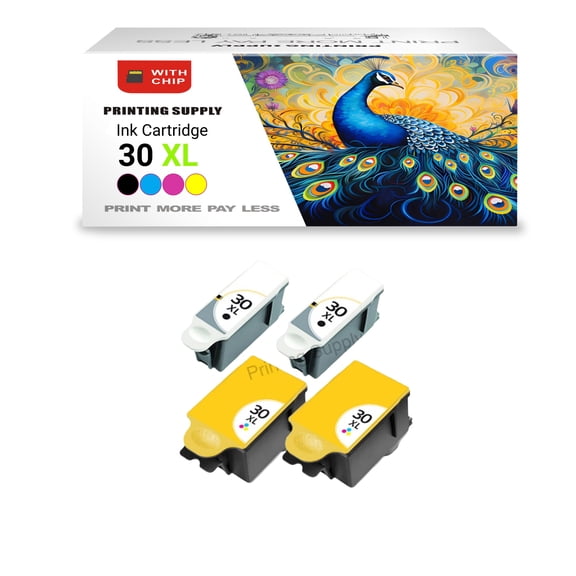 2 Set High-Yield BK&Color Ink for Kodak 30XL - Fits ESP 3.2 C310 C315 Office 2150 2170 Hero 3.1 4.2