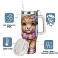thumbnail image 4 of Christmas Highland Cow Tumbler with Lid and Straw, Pink Winter Decor Design, Insulated Holiday Travel Cup, 4 of 9
