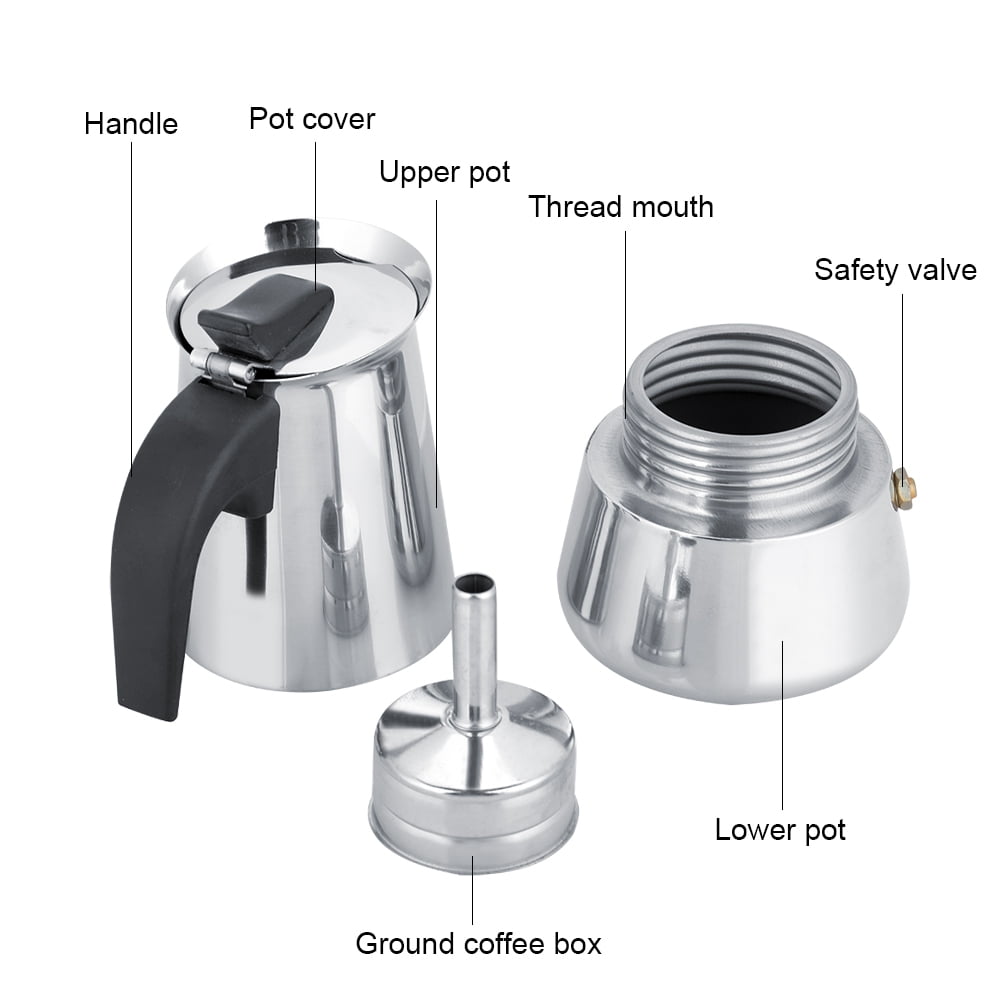 YAHHU Extra Large Stainless Steel Moka Pot Stovetop Espresso Maker (450ml / 15.21 oz)