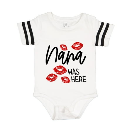 

Inktastic Nana Was Here Red Kisses Gift Baby Boy or Baby Girl Bodysuit