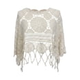 thumbnail image 4 of Women's Crochet Cover Up Top Loose Fit Cover Up Summer Beach Vacation Top with Fringe, 4 of 6