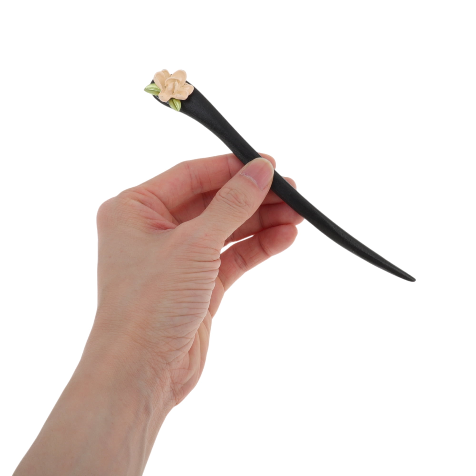 Unique Bargains Gardenia Hair Chopstick for Women Black Pink 1 Pc