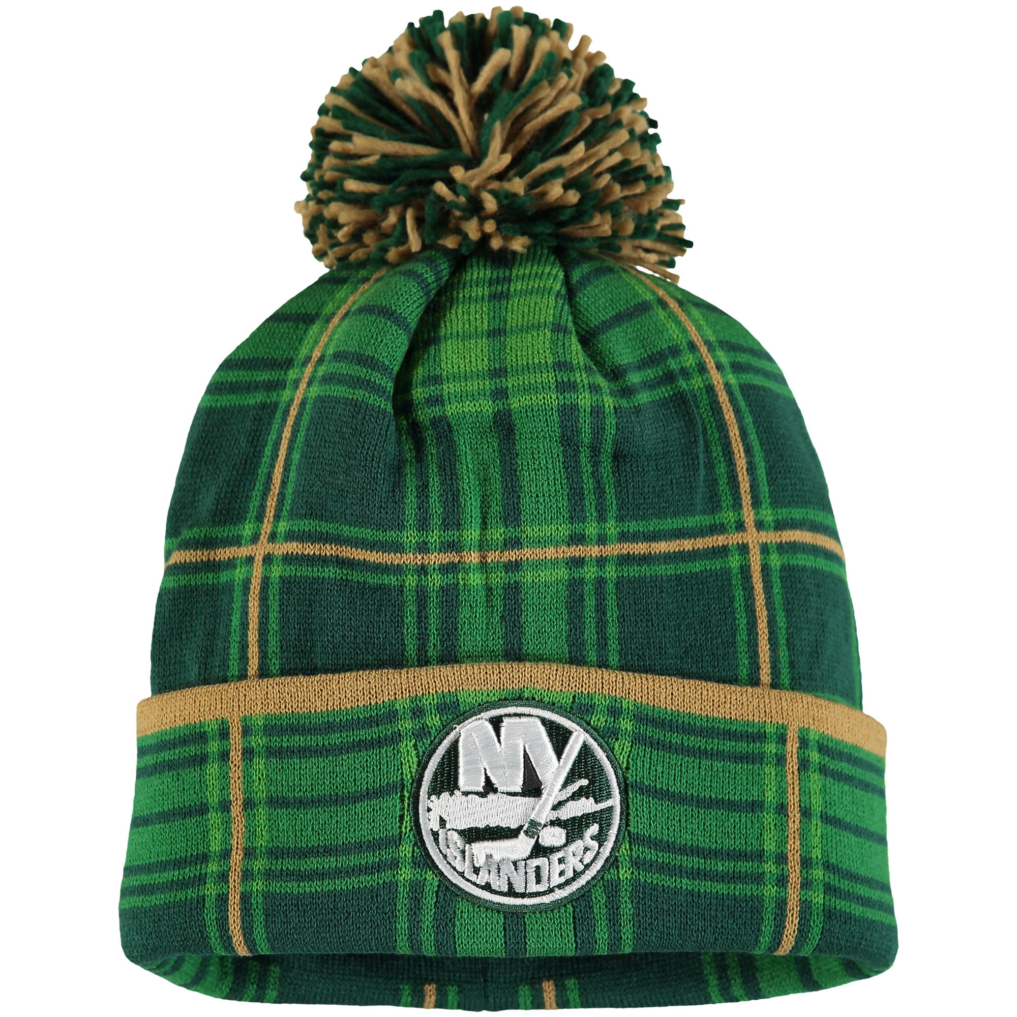 New York Islanders Reebok St. Patrick's Day Cuffed Knit Hat with Pom Green OSFA by REEBOK/SLD/ADIDAS INDY