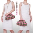 thumbnail image 6 of Woven Clutch Purse for Women Summer Beach Bag Casual Colorblock Evening Handbags Vacation Bag with Chain, 6 of 6