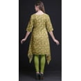 thumbnail image 4 of Bimba Green Autumn Leaves Asymmetric Kurta Indian Tunic Tops For Women Printed Indian Clothing Large, 4 of 6