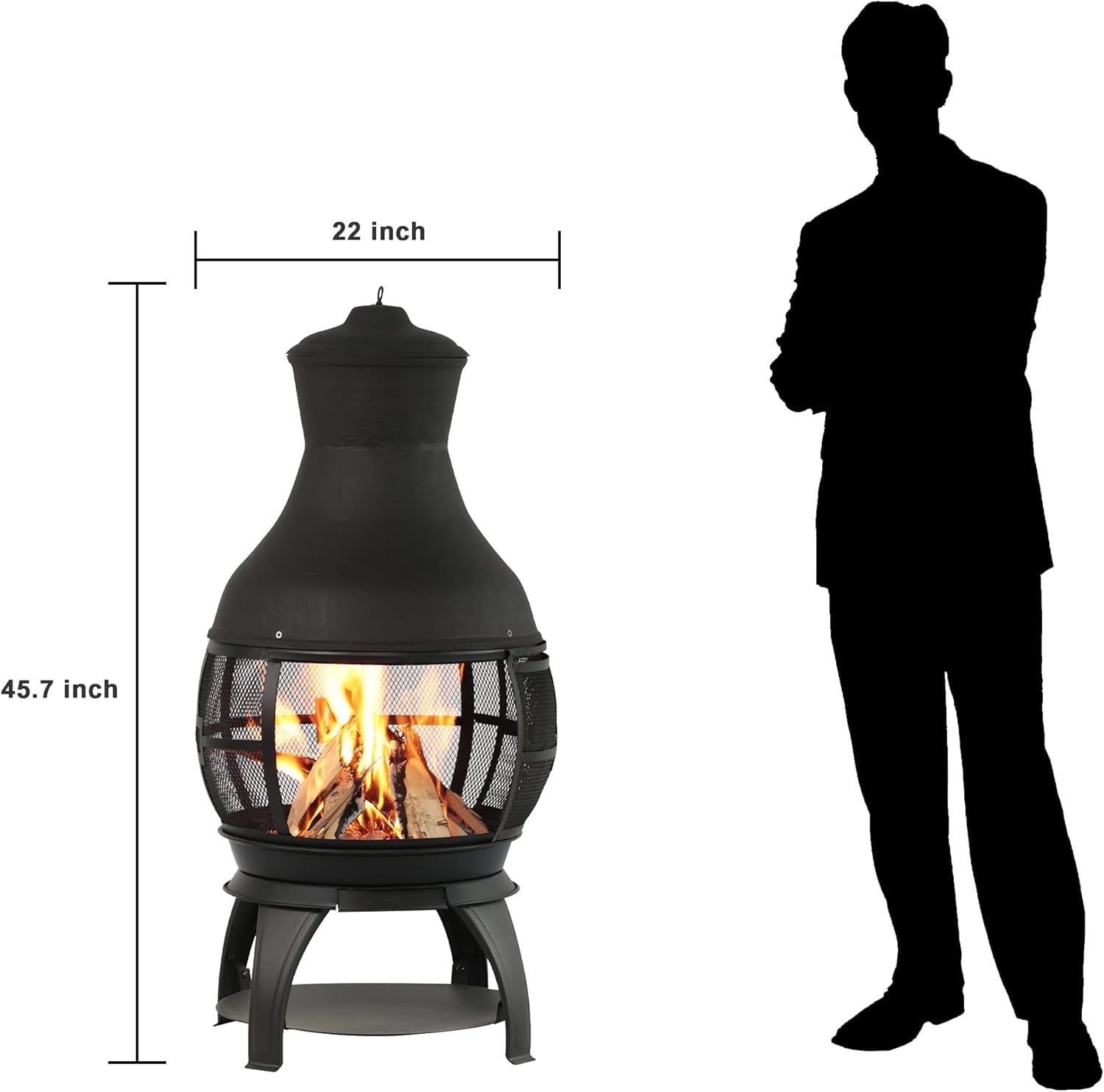 BALI OUTDOORS Chiminea Outdoor Fireplace Wood Burning Fire Pit Cast Iron Fire Pit Chiminea