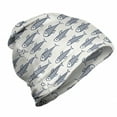 thumbnail image 1 of Fish Unisex Beanie, Aquarium Doodle Scales, Hiking Outdoors, Dark Blue White, by Ambesonne, 1 of 1