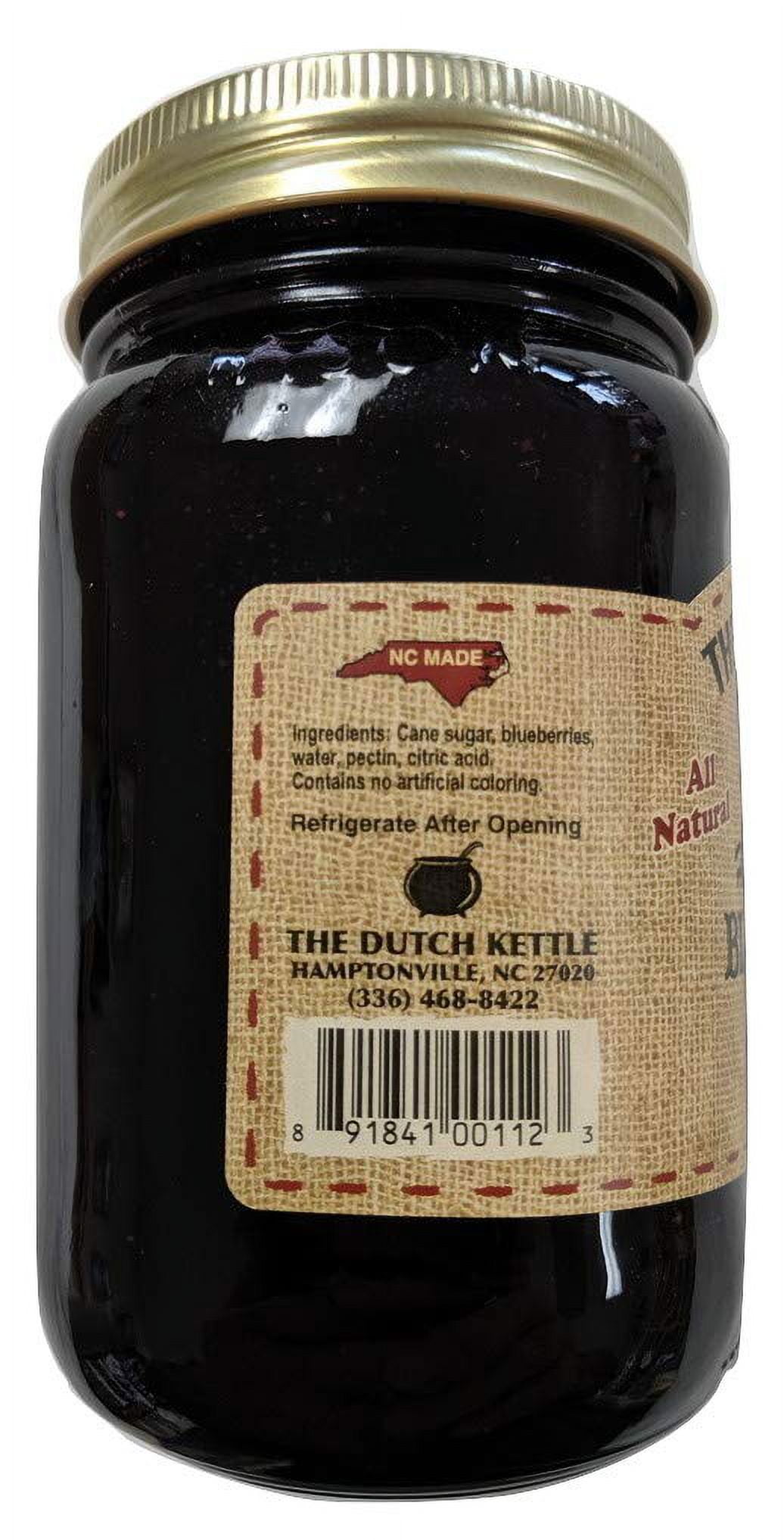 The Dutch Kettle Amish Homemade Blueberry Jam 2 - 19 Oz Reusable Jars of All Natural Non-GMO No Preservatives