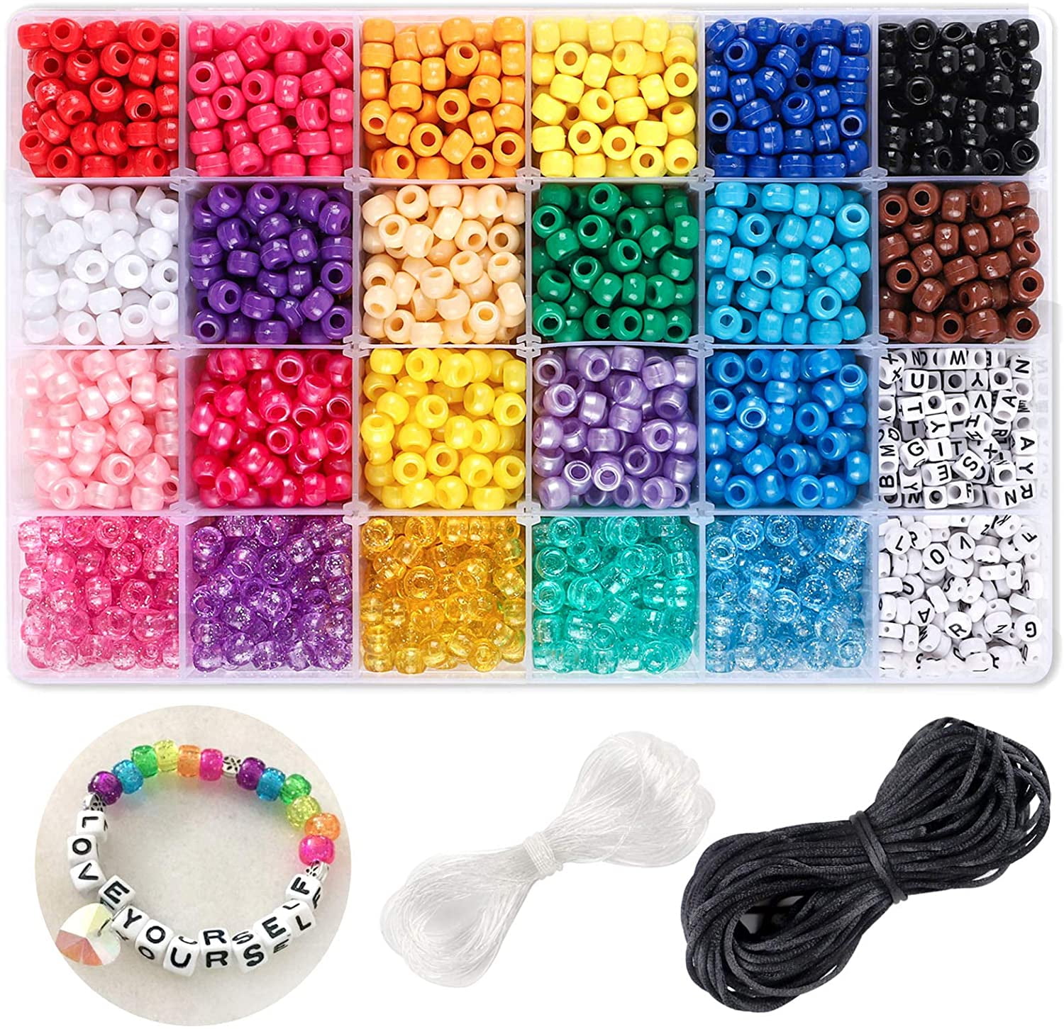 40Pcs 9*6mm Pony Beads Multi-Colored Plastic Loose Beads DIY For Jewelry Making 