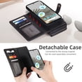 thumbnail image 6 of Decase for Google Pixel 7 Pro 6.7" Case, Multi-Function Zipper Leather Magnetic Pocket Wallet Case with Card Slot Holder, Detachable Flip Protective Cover with Crossbody Shoulder Strap, Black, 6 of 8