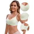thumbnail image 3 of DARING DIVA Lace Trim V-Neck Wireless Bra Adjustable Spaghetti Straps Lift Up S Green, 3 of 6