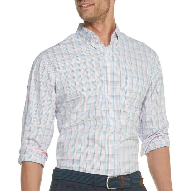 IZOD Mens Premium Essentials Plaid Button Down Shirt - Walmart.com ...