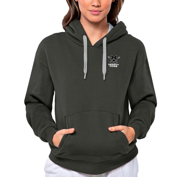 Women's Antigua Charcoal Las Vegas Desert Dogs Victory Pullover Hoodie