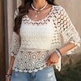 thumbnail image 3 of Kcolen Women Cover Ups for Swimwear Summer Boho Hollow Out Knit Cover Up Tunic Top Loose Fit Beach Swimwear Dress, 3 of 6