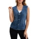 thumbnail image 2 of Chaleco de mezclilla sin mangas para mujer INSPIRE CHIC, con cuello en V, parches, botones y bolsillos, talla 2XL, azul oscuro, 2 of 6