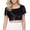 Black, variant on Womens Cropped Top, Square Neck Solid Sequins Short Sleeve Sexy Black M