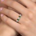 thumbnail image 4 of Gem Stone King 925 Silver and 10K Yellow Gold White Moissanite and Green Nano Emerald Wedding-Bands Ring for Women | 1.29 Cttw | Round 4MM | Gemstone Birthstone | Size 9, 4 of 7