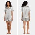 thumbnail image 6 of Fishers Finery Women's 100% Mulberry Silk Short Pajama Set; Collared Soft Sleep Shirt with Drawstring Shorts (Grey, XS), 6 of 6