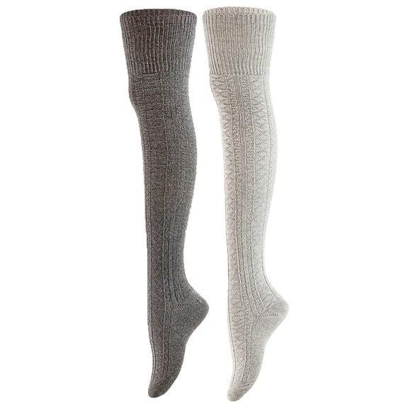 AATMart Women's 2 Pairs Comfortable Lightweight Moisture Wicking & Extra Soft Knee High Cotton Boot Socks Size 6-9 M1025Dark Grey Grey