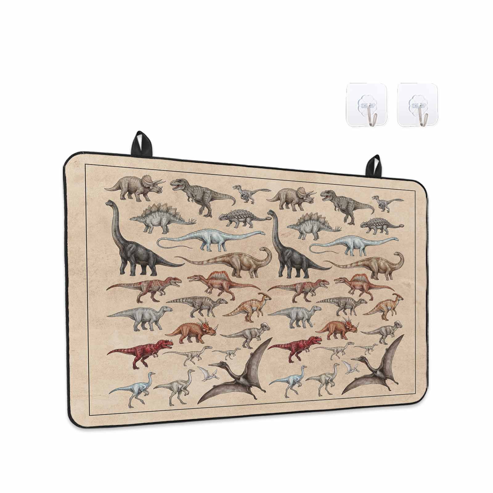 Retro Dinosaurs Stove Top Cover for Electric Stove, Heat-proof & Non Slip Glass Top Stove Cover Protector, Vintage Primitive Wild Animals Brown Kitchen Flat Cooktop Rubber Mat 24x21 Inches