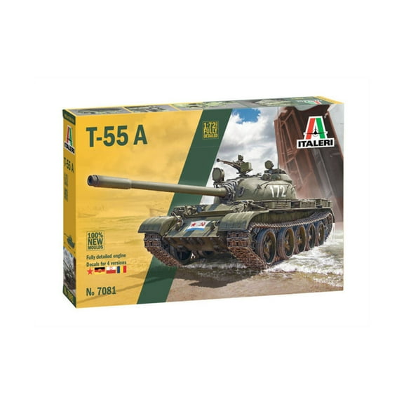 Italeri 7081 T-55A Tank 1/72 Scale Plastic Model Kit with Fully Detailed Engine