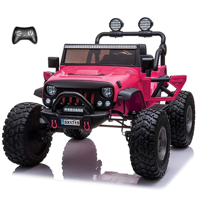 VOLTZ TOYS Lifted Monster Jeep 24V 2 Seater Classic Ride on Car with Remote Control, Leather Seat and EVA Tires