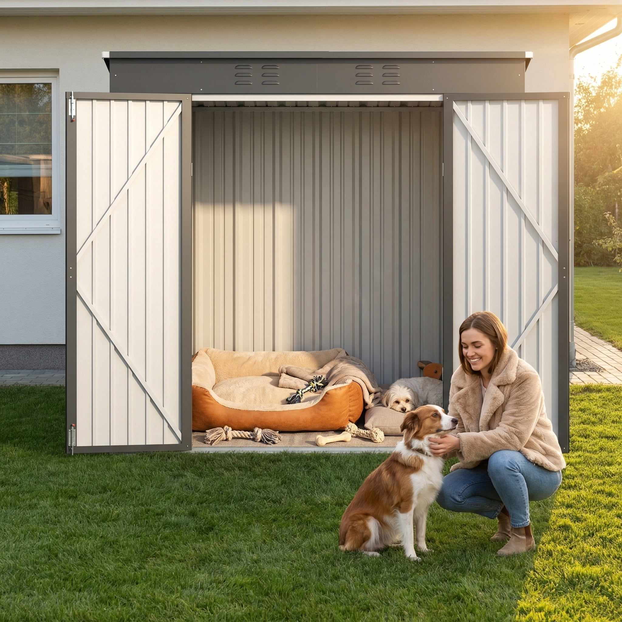 Lofka 6 x 4 FT Metal Outdoor Storage Shed, Double Lockable Doors Tool Shed for Patio Lawn Backyard Gray