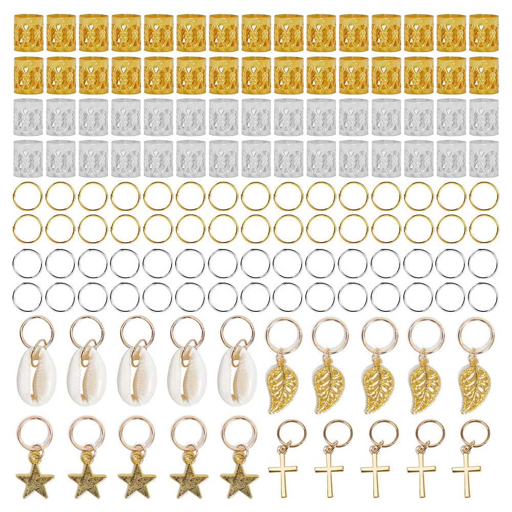 Weilan Dirty Braid Buckle,140X Dirty Braid Hair Clips Metal Ring Gold DIY Buckle Small Braid Headdress