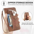 thumbnail image 6 of Dteck Samsung Galaxy A32 5G Wallet Case with Card Slot Premium Soft PU Leather Zipper Flip Folio Wallet with Wrist Strap Kickstand Protective for Samsung Galaxy A32 5G Case, Brown, 6 of 7