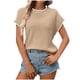 thumbnail image 2 of Tejiojio Women's Ribbed Knit Top Ruffled Trim Round Neck Short Sleeve Casual Summer Blouse, 2 of 8