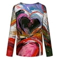 thumbnail image 4 of Women Soft Easy Young Round Collar Printing Long Sleeve Polyester Top Blouse Shirt(Multicolor,M), 4 of 4