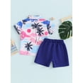 thumbnail image 5 of JYYYBF Toddler Boys Summer Outfits Tree Print Button Short Sleeve Beach Shirt and Elastic Shorts for 2 Piece Vacation Clothes, 5 of 7