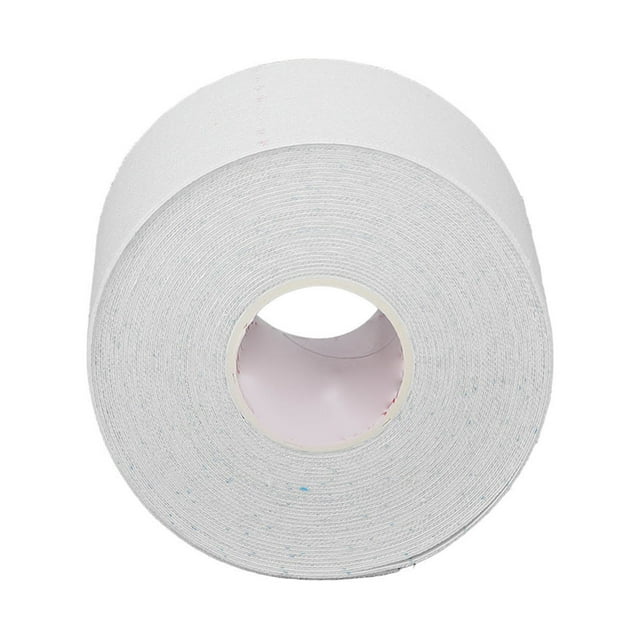 cinta elástica de kinesiología, cinta atlética de kinesiología de alta ductilidad para codos anggrek ahx611 blanco, rollo frontal centrado de aprox. 5 cm x 5 m (1.97 x 196.85 in), tela de rayón con textura visible y núcleo de cartón, borde liso y superficie sin patrón; adecuada para soporte muscular y movilidad, a menudo usada también para fijar vendajes deportivos durante viajes.