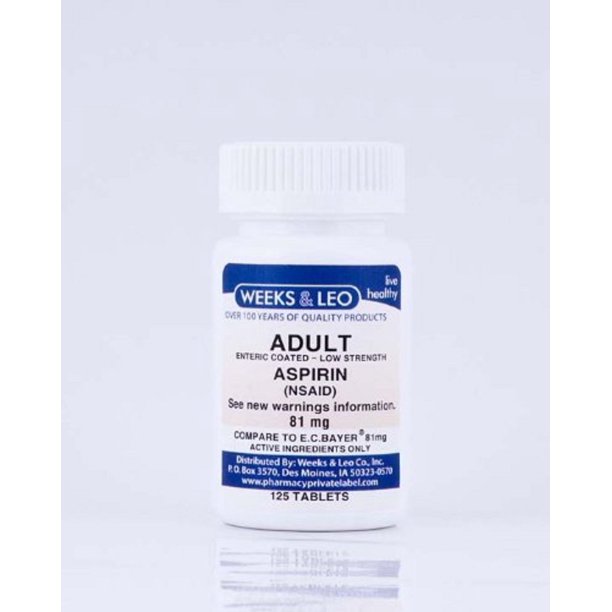 Aspirin 81 Mgs Enteric Coated for Heart Health to Bayer)125