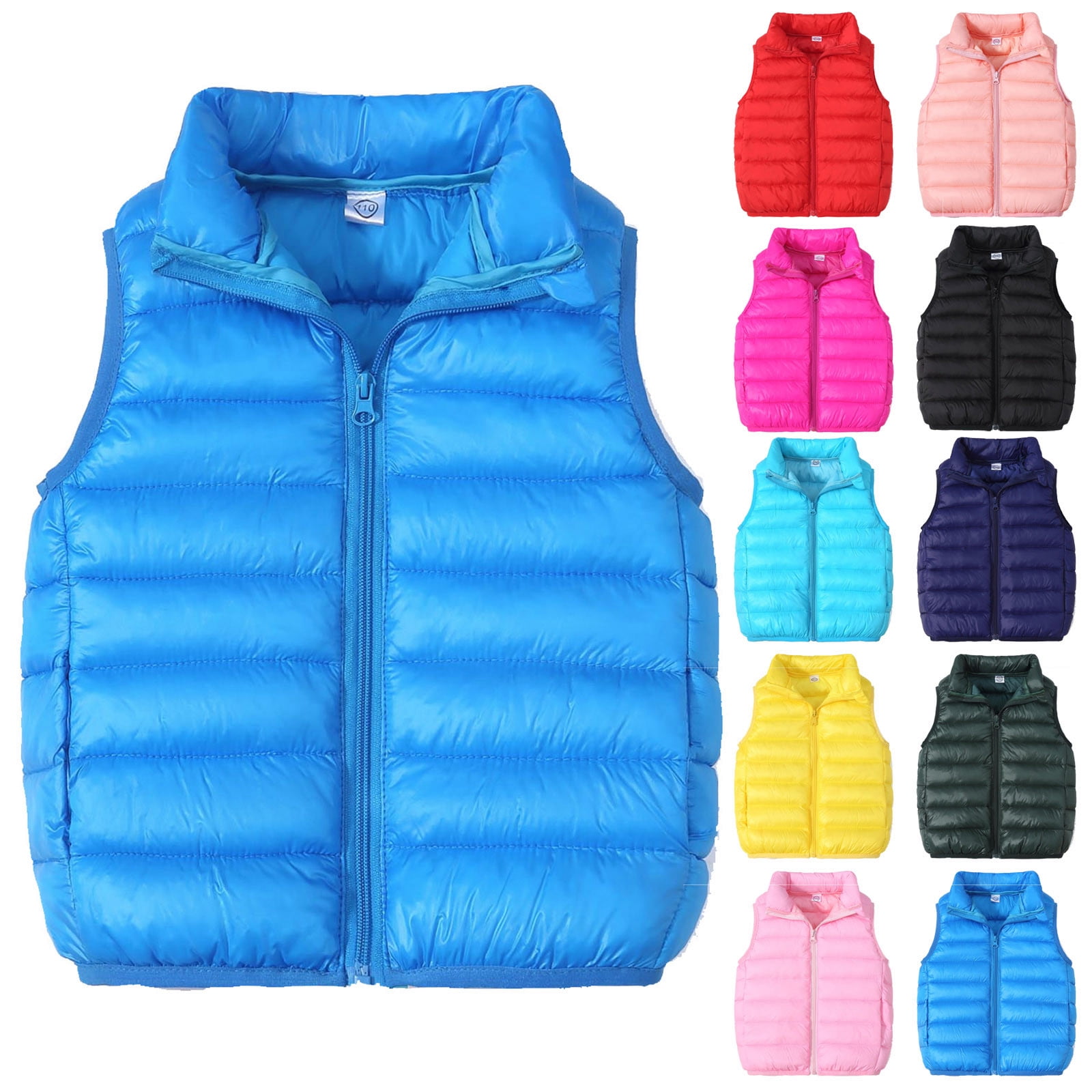 Gilet Sans Manches Capuché Enfant – Chaud, Léger, Matelassé – Pour Automne/hiver – Fille Et Garçon 1-15 Ans - 9