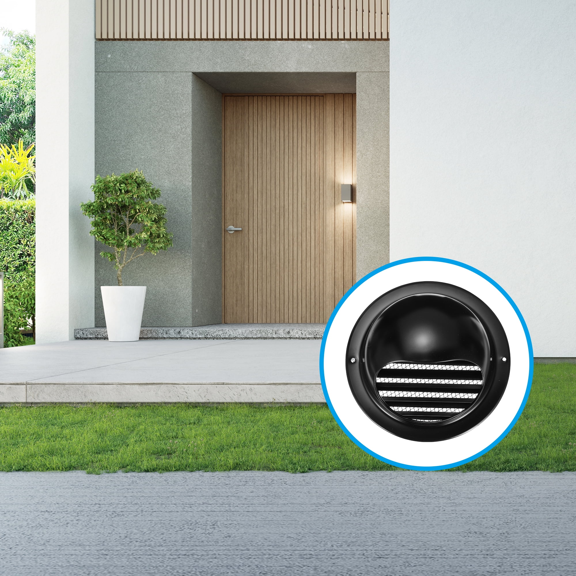Uxcell Vent Round Cover, Exterior Wall Air Vent Louvered Soffit Vent Exhaust Outlet Hood for HVAC 3 Inch Black