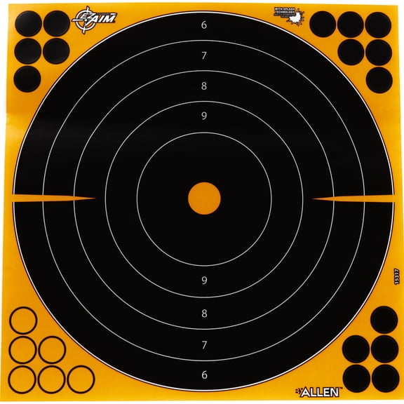 Ez Aim Adhesive Splash Reactive Paper Shooting Targets, Bullseye, 12"W X 12"H, 5-Pack, Black/Orange