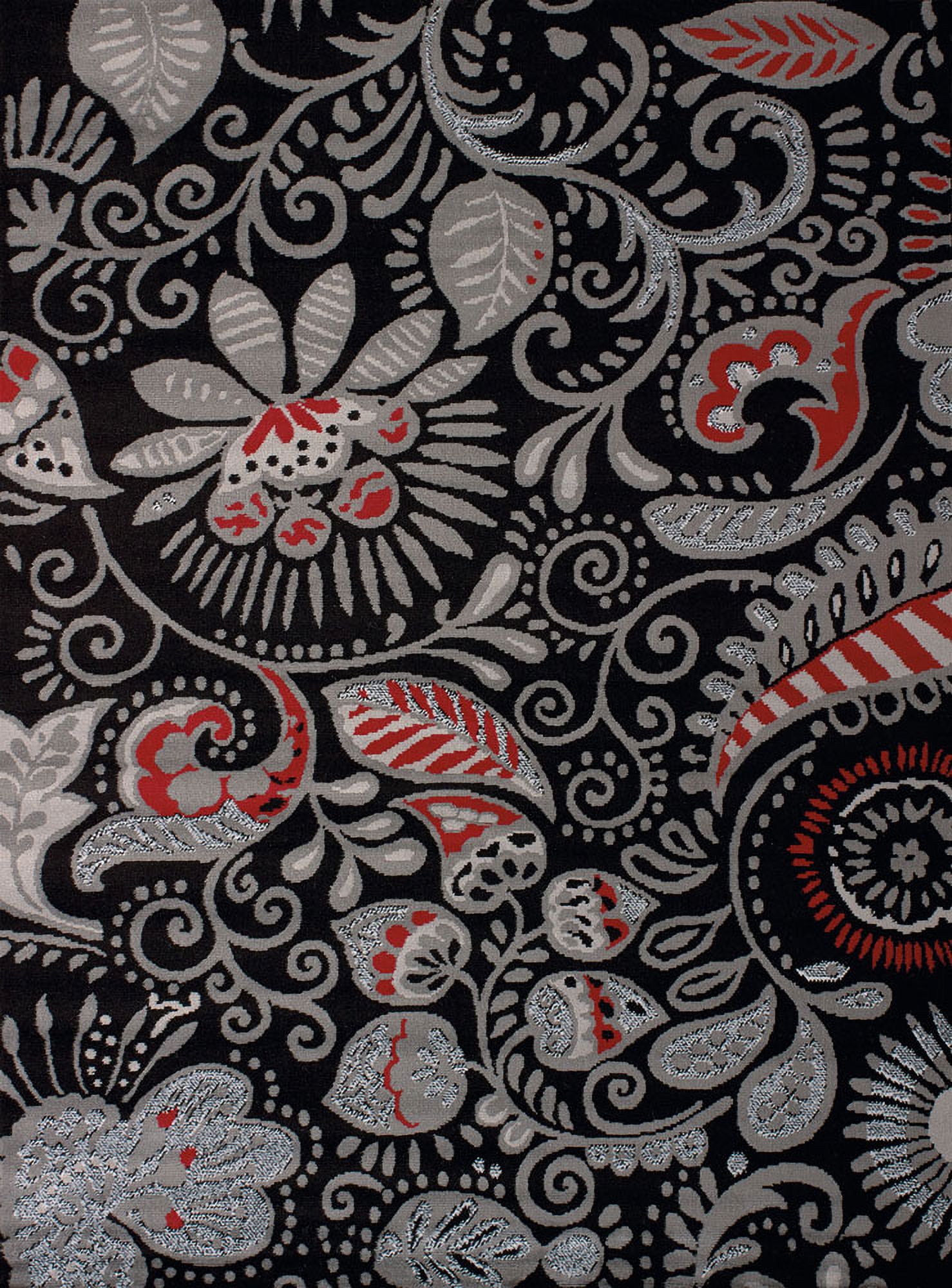 Designer Home Soft Transitional Indoor Modern Area Rug Floral Petals - Actual Size: 2' 3" x 7' 2" Rectangle (Black) - image 2 of 5