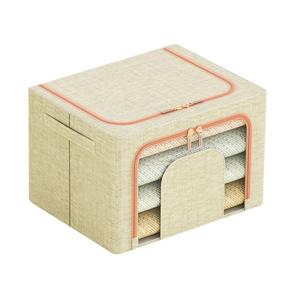 Gnmfd Clothing Storage Foldable Boxes for Bedroom, Cabinet, and Closet, Soft Cotton Linen Storage Bags with Lids, Space-Saving Storage Containers for Bed Covers, Clothes, and Toys