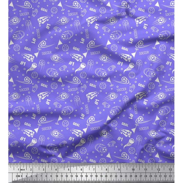 Soimoi Crepe Silk Fabric Geometric Sign,Flag & Football Sports Print Fabric by Yard 42 Inch Wide