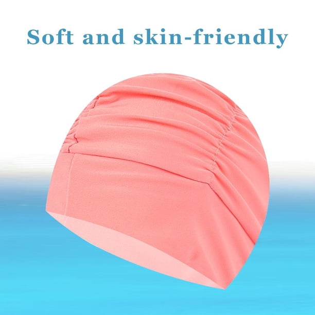 Gorros de natación plisados para SPA adultos mujeres hombres pelo largo sombrero de piscina de verano talla grande FLhrweasw Nuevo