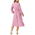 thumbnail image 3 of INSPIRE CHIC Women's Fall Dresses Long Sleeve V Neck Floral Boho Flowy Midi Dress XL Pink, 3 of 5
