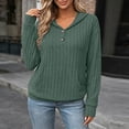 thumbnail image 5 of LEAVINGSUO Fall Tops for Women 2026 Casual Long Sleeve Button Thin Version With Pockets Hooded Collar Coat Army Green L, 5 of 9