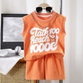 thumbnail image 2 of Kogui Toddler Boy Vacation Outfit Boy's 2 Piece Cute Outfits Short Sleeve Tees and Casual Shorts Teen Boy Clothes 6T 7T (Orange,6-7 Years), 2 of 4